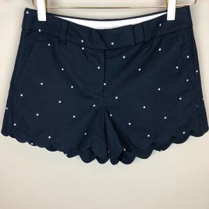 J. Crew Star Print 4” Scalloped Short, Sz 00